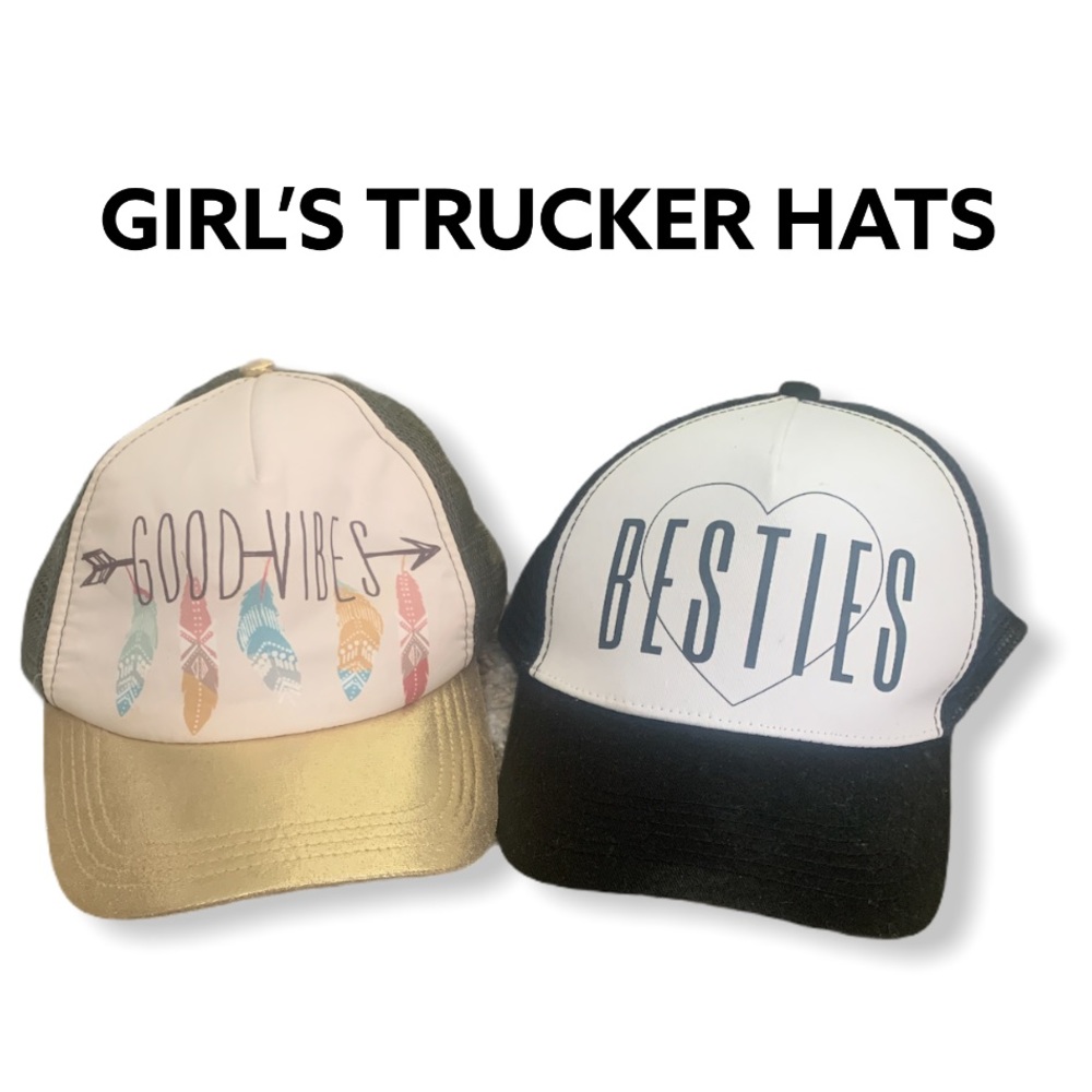 2 CLAIRE’S Girls Trucker HATS.